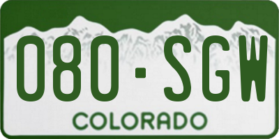 CO license plate 080SGW