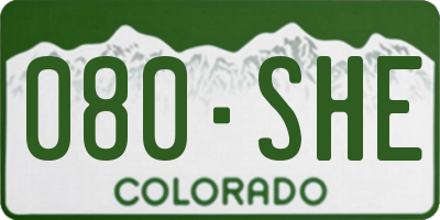 CO license plate 080SHE