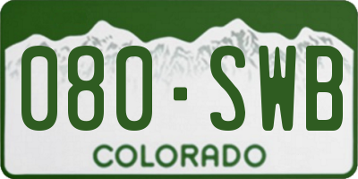 CO license plate 080SWB