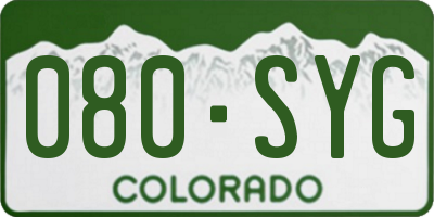 CO license plate 080SYG