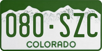 CO license plate 080SZC