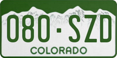 CO license plate 080SZD