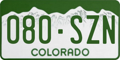 CO license plate 080SZN