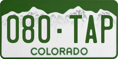 CO license plate 080TAP