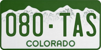CO license plate 080TAS