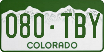 CO license plate 080TBY