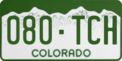 CO license plate 080TCH