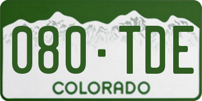 CO license plate 080TDE
