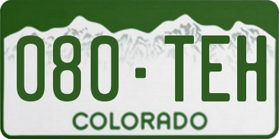 CO license plate 080TEH