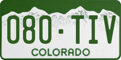 CO license plate 080TIV