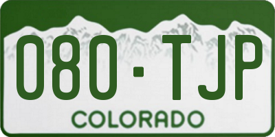 CO license plate 080TJP
