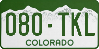CO license plate 080TKL