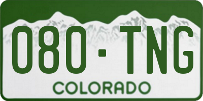 CO license plate 080TNG
