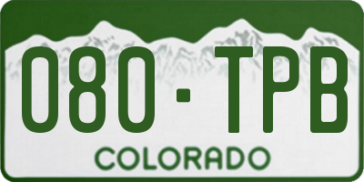 CO license plate 080TPB