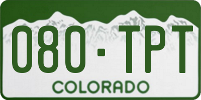 CO license plate 080TPT