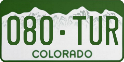 CO license plate 080TUR