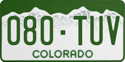 CO license plate 080TUV