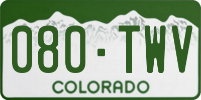 CO license plate 080TWV