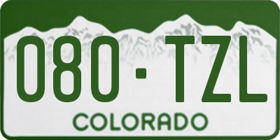 CO license plate 080TZL