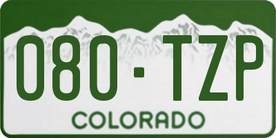 CO license plate 080TZP