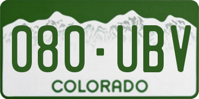 CO license plate 080UBV