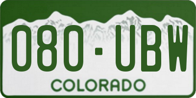 CO license plate 080UBW