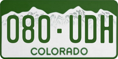 CO license plate 080UDH