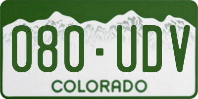 CO license plate 080UDV