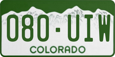 CO license plate 080UIW