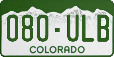 CO license plate 080ULB