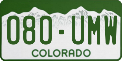 CO license plate 080UMW