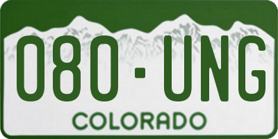 CO license plate 080UNG