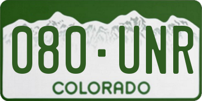 CO license plate 080UNR
