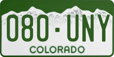 CO license plate 080UNY