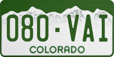 CO license plate 080VAI