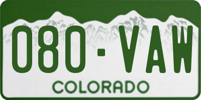 CO license plate 080VAW