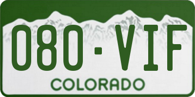 CO license plate 080VIF