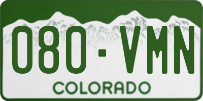 CO license plate 080VMN