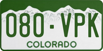 CO license plate 080VPK