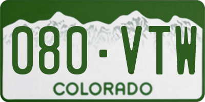 CO license plate 080VTW