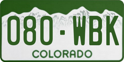 CO license plate 080WBK