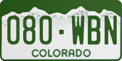 CO license plate 080WBN
