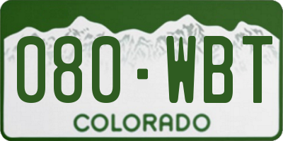 CO license plate 080WBT