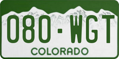 CO license plate 080WGT