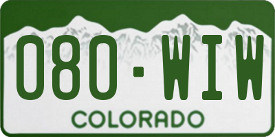 CO license plate 080WIW
