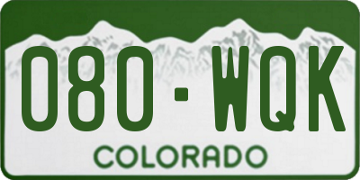 CO license plate 080WQK
