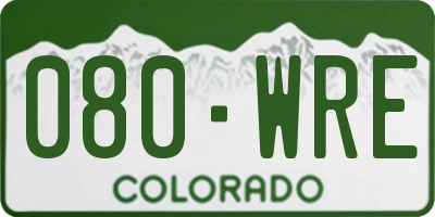 CO license plate 080WRE