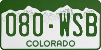 CO license plate 080WSB