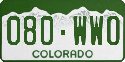 CO license plate 080WWO