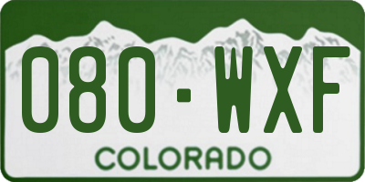 CO license plate 080WXF